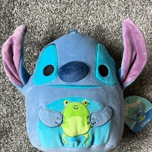 NWT Disney Squishmallow Stitch Plush with Green Frog Appliqué